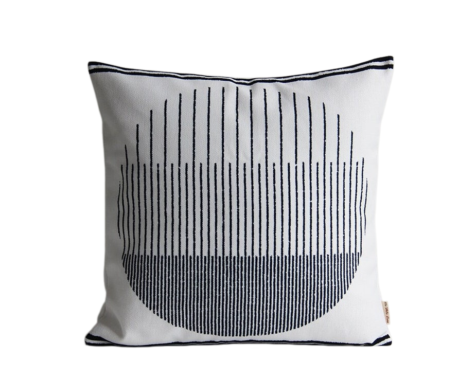 Navy Line Art Pillow Cover