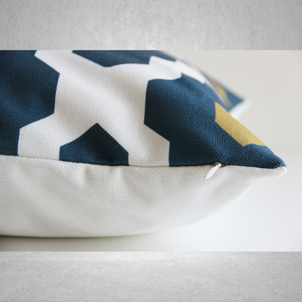 Navy Diamond Pattern Pillow Cover - Image 3