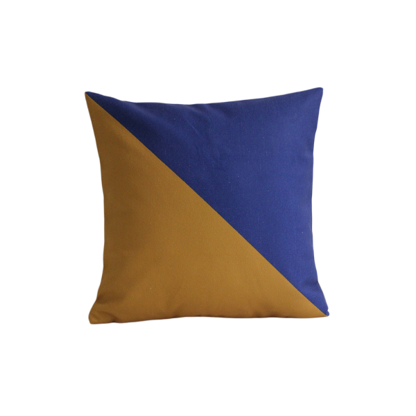 Blue and Mustard Pillow Cover