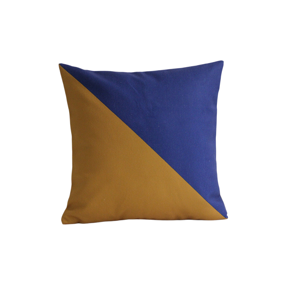 Blue and Mustard Pillow Cover