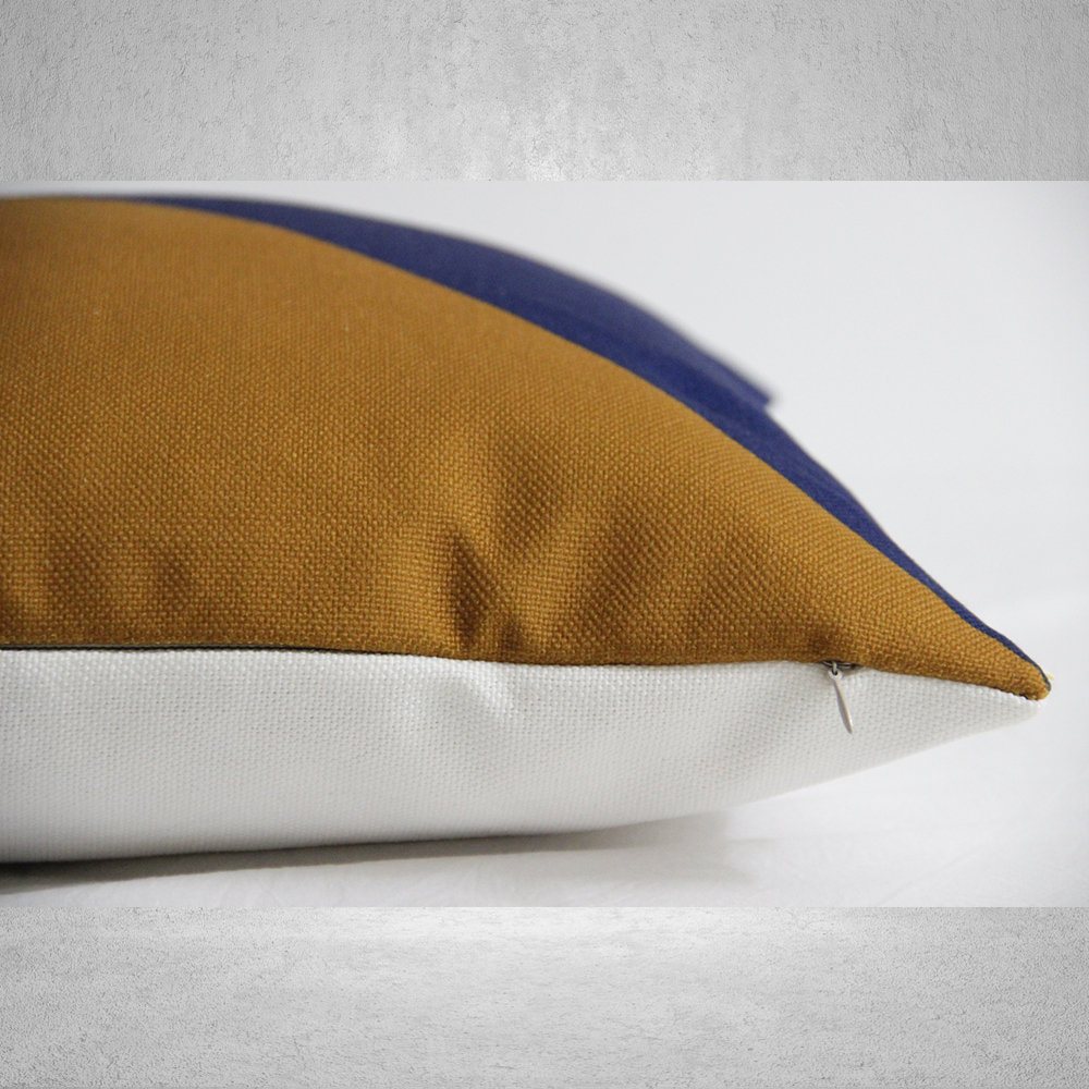 Blue and Mustard Pillow Cover - Image 4