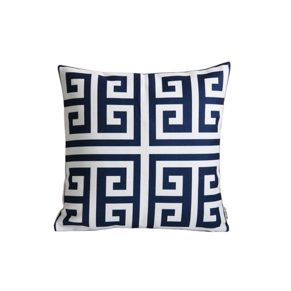 Navy Greek Key Pillow Cover
